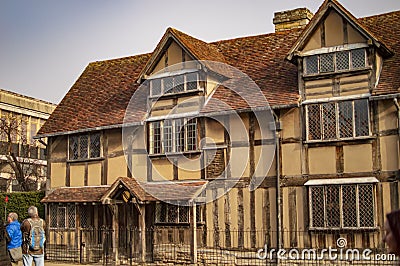 Stratford upon avon with house of shakespeare and windows Editorial Stock Photo