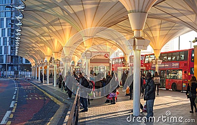 Stratford international bus station, one of the biggest transport junction of London and UK. Editorial Stock Photo