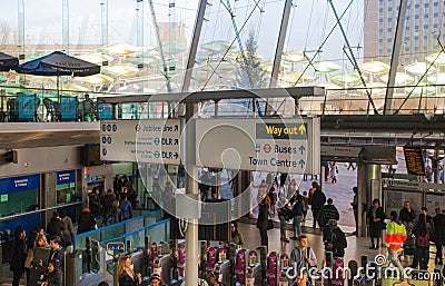 Stratford international station with lots if people. London Editorial Stock Photo