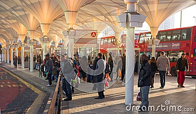 Stratford international train and tube station, one of the biggest transport junction of London and UK. Editorial Stock Photo