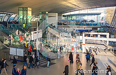 Stratford international train and tube station, one of the biggest transport junction of London and UK. Editorial Stock Photo