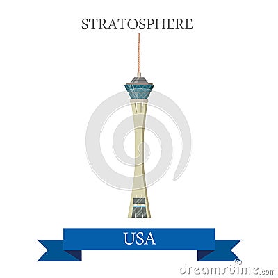 Stratosphere in Las Vegas United States. Flat cart Vector Illustration