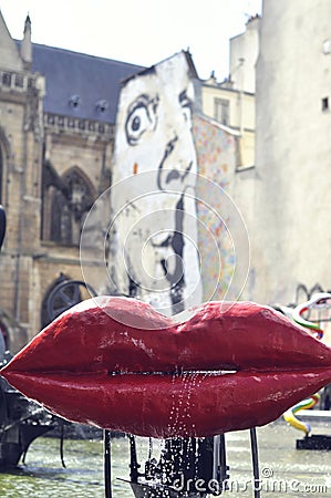 Stravinsky Fountain in Paris Editorial Stock Photo