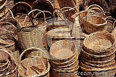 Straw Baskets Stock Photo