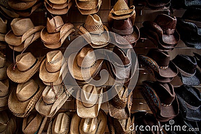Straw cowboy hats Stock Photo
