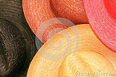 Straw Hats closeup Stock Photo