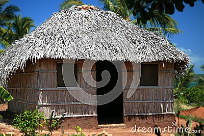 Straw Hut near the ocean Stock Photo
