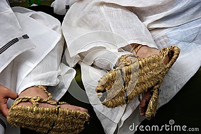 Straw Japanese sandals Stock Photo