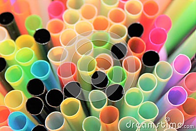 Straw straws drinking plastic colourful background group object Stock Photo