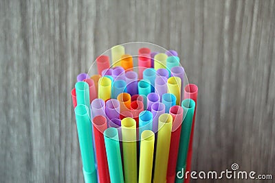 Straw straws plastic drinking background colourful full screen single use pollution Stock Photo