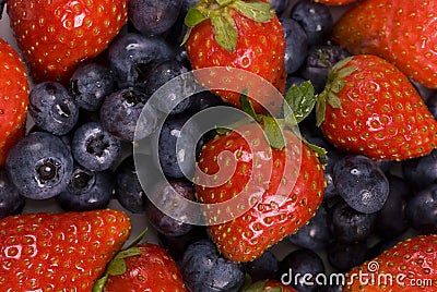 Strawberries and Blueberries Stock Photo