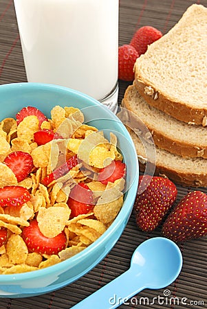 Strawberries and cornflakes Stock Photo