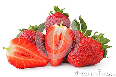 Strawberries Fragaria, Rosoideae isolated on white background, including clipping path without shade. Stock Photo