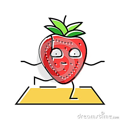 strawberries fruit fitness character color icon vector illustration Cartoon Illustration