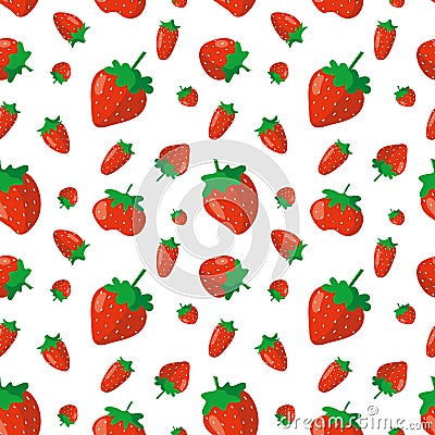 Strawberries seamless pattern on white background vector image Vector Illustration