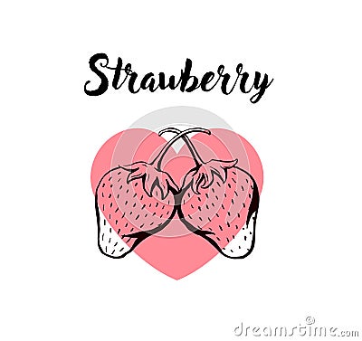 Strawberries sketch ink vector illustration Vector Illustration