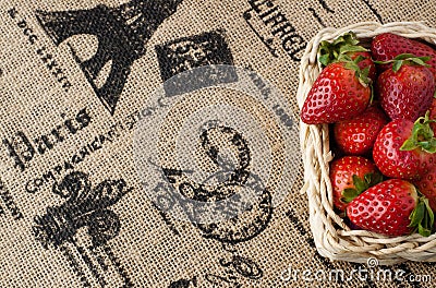 Strawberries in a small basket Stock Photo