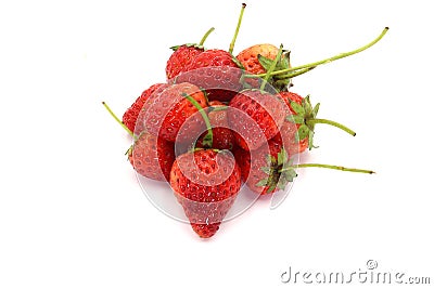 Strawberries ,small strawberry with strawberry leaf on white background Stock Photo