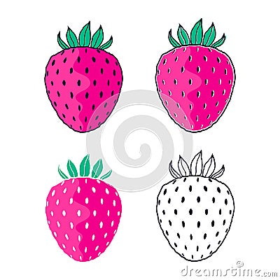 Strawberries on white background Vector Illustration