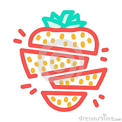 strawberries whole cut pieces color icon vector illustration Vector Illustration