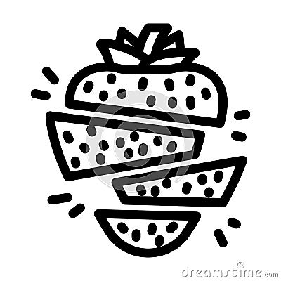 strawberries whole cut pieces line icon vector illustration Vector Illustration