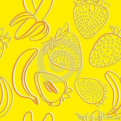 Strawberry and banana seamless pattern Vector Illustration