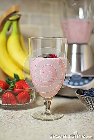 Strawberry Banana Smoothie Stock Photo