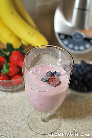 Strawberry Banana Smoothie Stock Photo