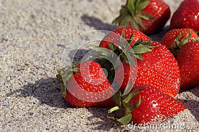 Strawberry on the beach Stock Photo