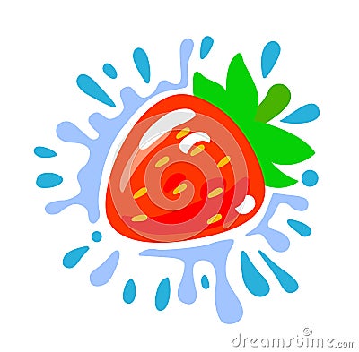 Strawberry berry on water abstract background Vector Illustration