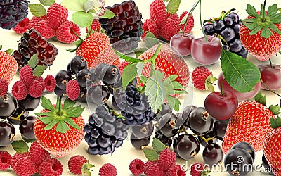 Strawberry and blackberry background banner fruits and berry vitamines healhy food vegan banner Stock Photo