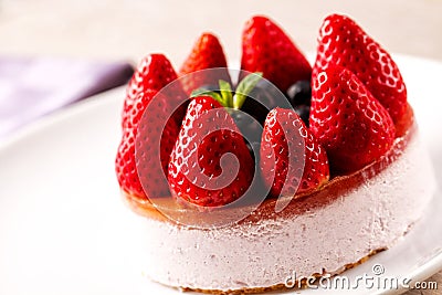 Strawberry and bluberry cheesecake. High quality photo Stock Photo