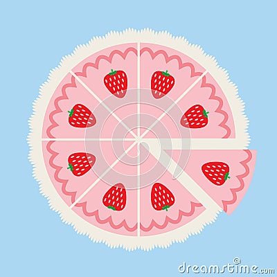 Strawberry Cake Vector Illustration