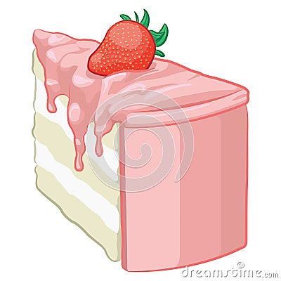 Strawberry Cake Slice Sweets Dessert Food Vector Illustration