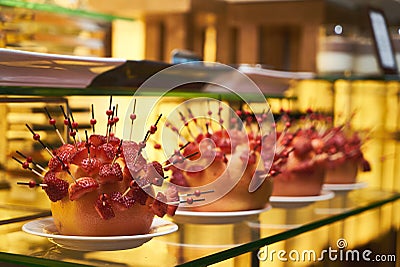 Strawberry canape in an orange fruit Stock Photo