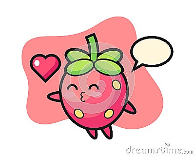 Strawberry cartoon kissing Vector Illustration