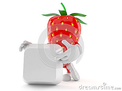 Strawberry character with blank keyboard key Stock Photo