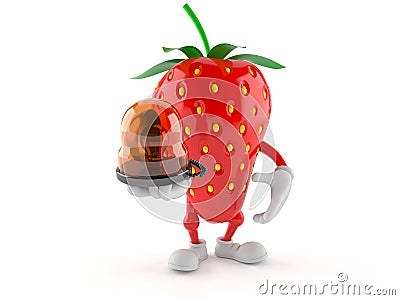 Strawberry character holding emergency siren Cartoon Illustration