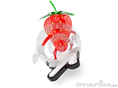 Strawberry character surfing on cursor Cartoon Illustration