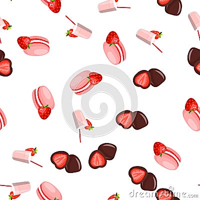 Strawberry chocolate cake Vector Illustration