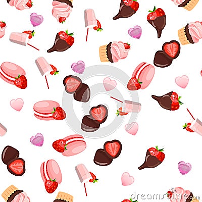 Strawberry chocolate cake Vector Illustration