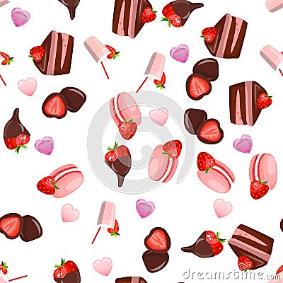 Strawberry chocolate cake Vector Illustration