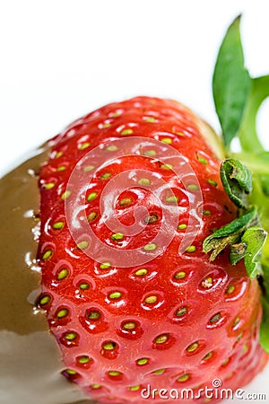 strawberry in chocolate over white background Stock Photo