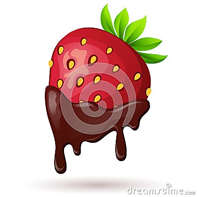 Strawberry in chocolate Vector Illustration