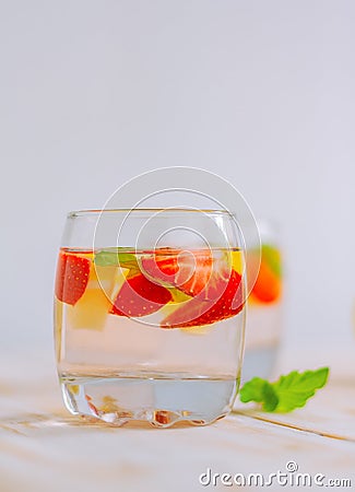 Strawberry-citrus homemade summer refreshing drink Stock Photo