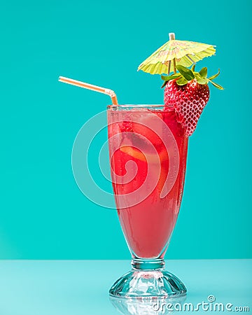 Strawberry cocktail with garnish. Studio shot Stock Photo