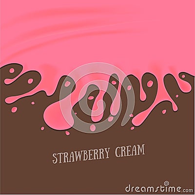 Strawberry Cream Melted Background. Vector Vector Illustration