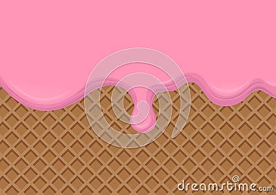 Strawberry cream melted on wafer background. vector illustration Vector Illustration