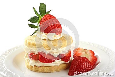 Strawberry and cream shortcake Stock Photo