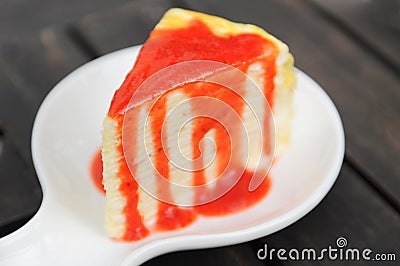 Strawberry crepe cake Stock Photo